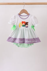Purple Hocus pocus french knot ruffle bubble
