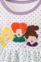 Purple Hocus pocus french knot ruffle bubble