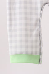 Green Hocus pocus french knot gingham romper