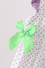 Purple Hocus pocus french knot ruffle dress