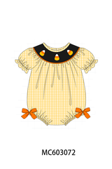 Mustard Candy Embroidery Gingham Bubble