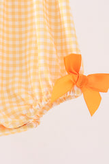 Mustard Candy Embroidery Gingham Bubble