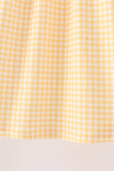 Mustard Candy Embroidery Gingham Dress
