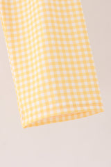 Mustard Candy Embroidery Gingham Pants Set