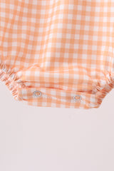 Orange Pumpkin Embroidery Gingham Bubble