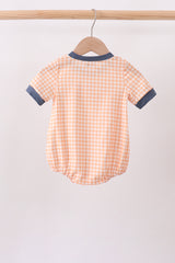 Orange Pumpkin Embroidery Gingham Bubble