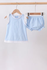 Blue Jacquard Lace Bloomer Set