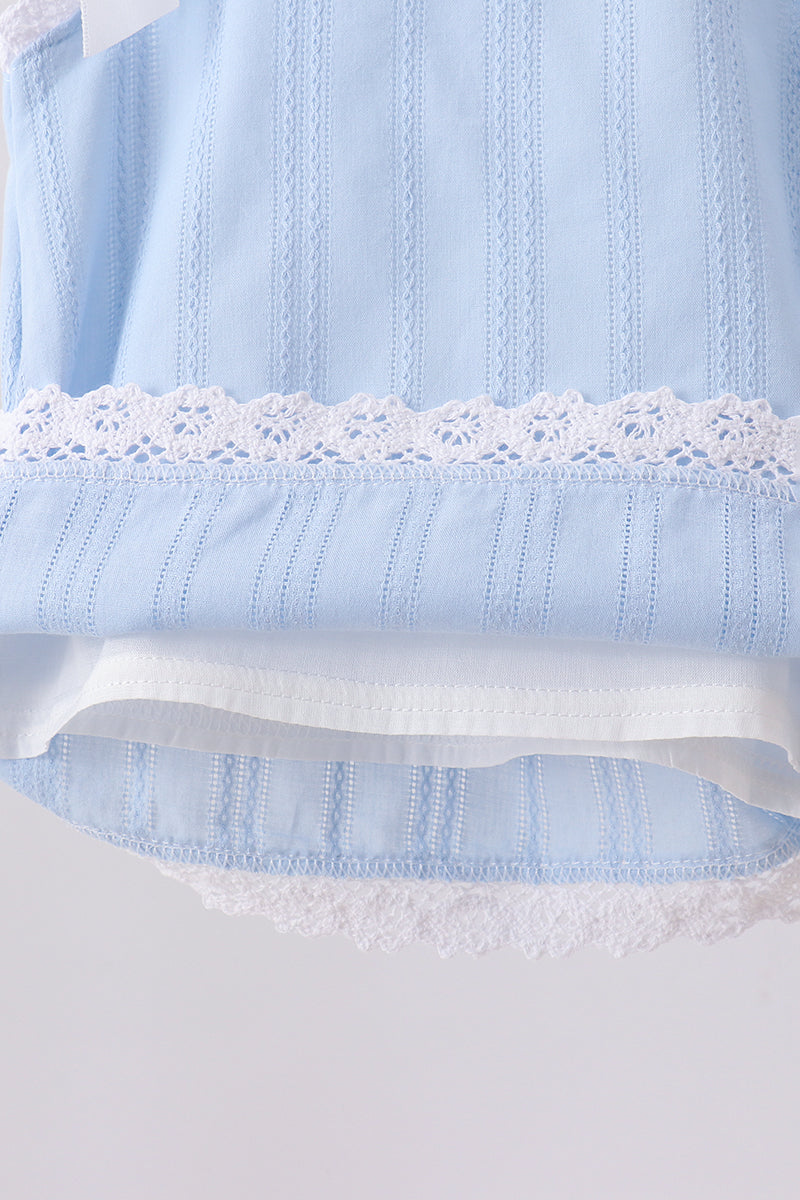 Blue Jacquard Lace Bloomer Set
