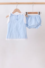 Blue Jacquard Lace Bloomer Set