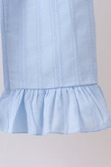 Blue Jacquard Lace Ruffle Pants Set