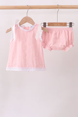Pink Lace Jacquard Bloomer Set