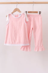 Pink Lace Ruffle Pants Set