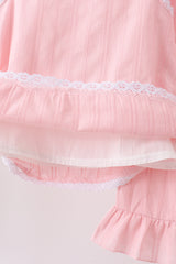Pink Lace Ruffle Pants Set