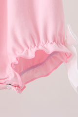Pink Pumpkin Bow Embroidery Ruffle Bubble