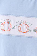 Blue Pumpkin Embroidery Gingham Shorts Set
