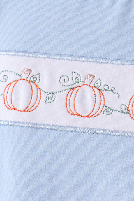 Blue Pumpkin Embroidery Gingham Shorts Set