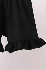 Black Spider Embroidery Ruffle Shorts Set