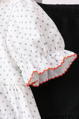Black Spider Embroidery Ruffle Shorts Set