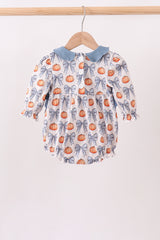 Blue Pumpkin Bow Smocked Ruffle Bubble