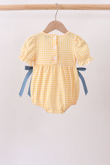 Mustard Pumpkin Embroidery Ruffle Gingham Bubble