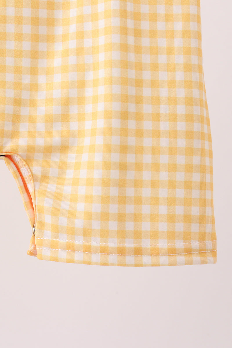 Mustard Pumpkin Embroidery Gingham Jon Jon