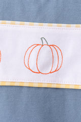 Blue Pumpkin Embroidery Gingham Shorts Set