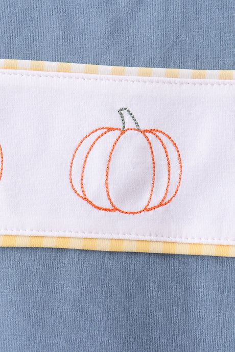 Blue Pumpkin Embroidery Gingham Shorts Set