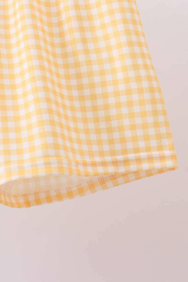 Blue Pumpkin Embroidery Gingham Shorts Set