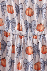 Blue Pumpkin Bow Mom Tiered Dress