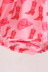 Pink Cowgirl Boots Embroidery Bubble