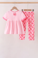 Pink Cowgirl Boots Embroidery Pants Set
