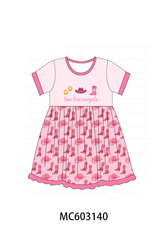 Pink Cowgirl Boots Embroidery Dress