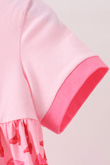 Pink Cowgirl Boots Embroidery Dress