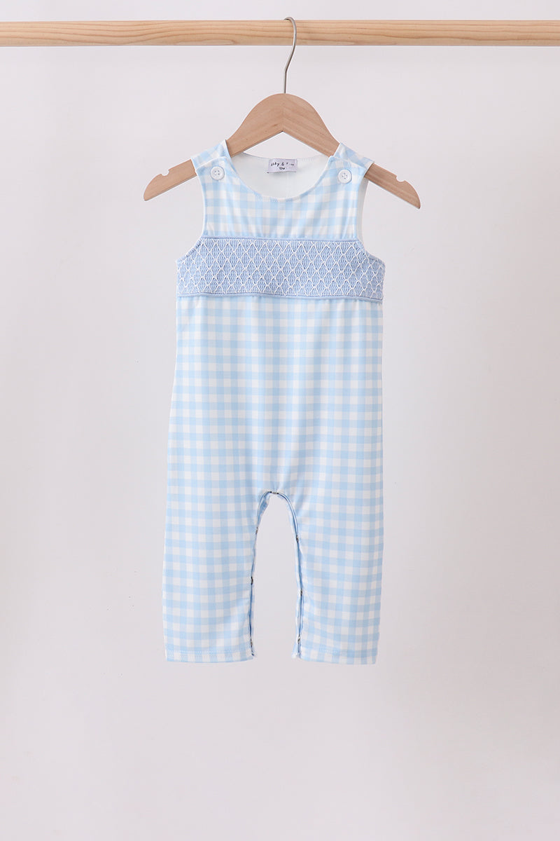 Blue Smocked Gingham Jon Jon