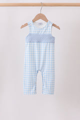 Blue Smocked Gingham Jon Jon