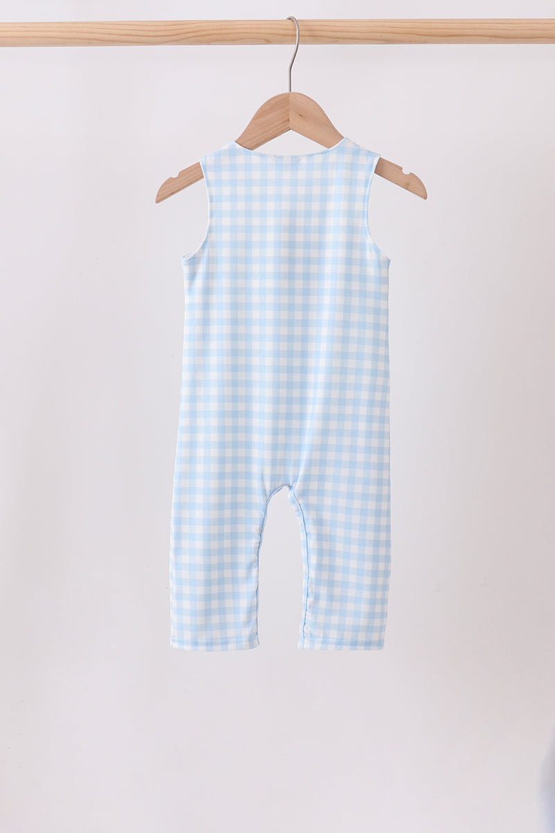 Blue Smocked Gingham Jon Jon