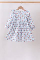 Blue Floral Ruffle Dress