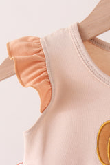 Floral Pumpkin Embroidery Ruffle Bloomer Set