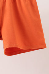 Pumpkin Embroidery Shorts Set