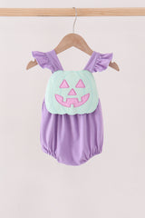 Purple Jack-O-Lantern Applique Ruffle Bubble