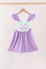 Purple Jack-O-Lantern Applique Ruffle Dress