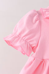 Pink Cat Embroidery Ruffle Bloomer Set