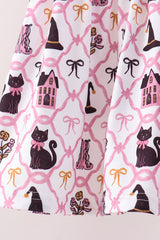 Pink Cat Embroidery Ruffle Pants Set