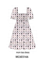 Pink Cat Print Mom Dress