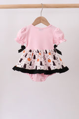Pink Pumpkin Cat Embroidery Bubble