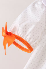 Orange Pumpkin Bow Embroidery Bloomer Set