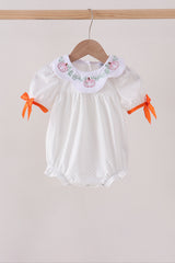 Orange Pumpkin Bow Embroidery Bubble