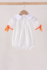 Orange Pumpkin Bow Embroidery Bubble