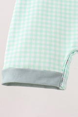 Green Pumpkin Embroidery Gingham Jon Jon
