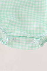 Green Pumpkin Embroidery Gingham Bubble